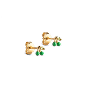 Cherry Stud Earrings in Grass Green