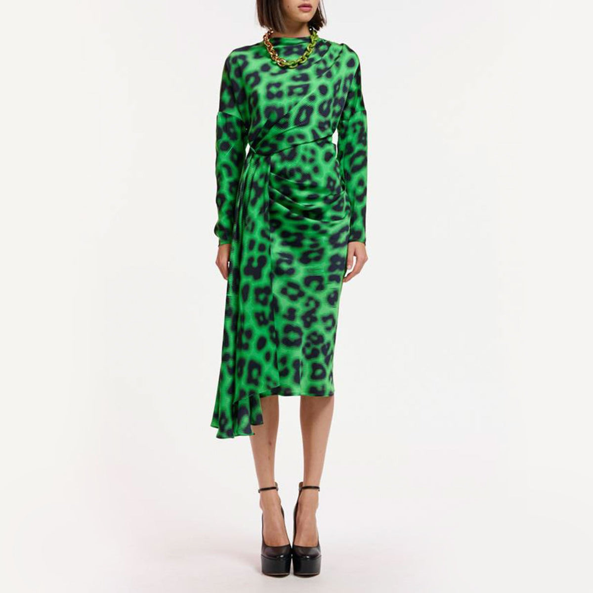 ESSENTIEL ANTWERP Elisha Drape Detail Dress in Green