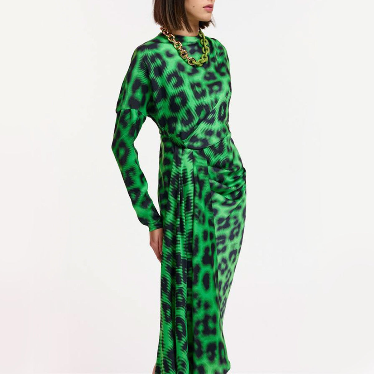ESSENTIEL ANTWERP Elisha Drape Detail Dress in Green