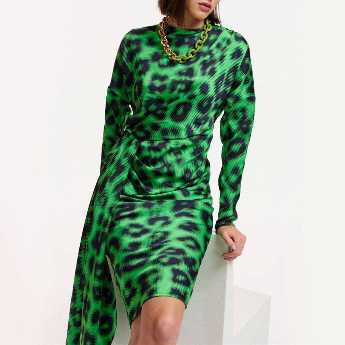 ESSENTIEL ANTWERP Elisha Drape Detail Dress in Green