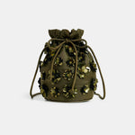 ESSENTIEL ANTWERP Encoded Embroidered Bucket Bag in Khaki
