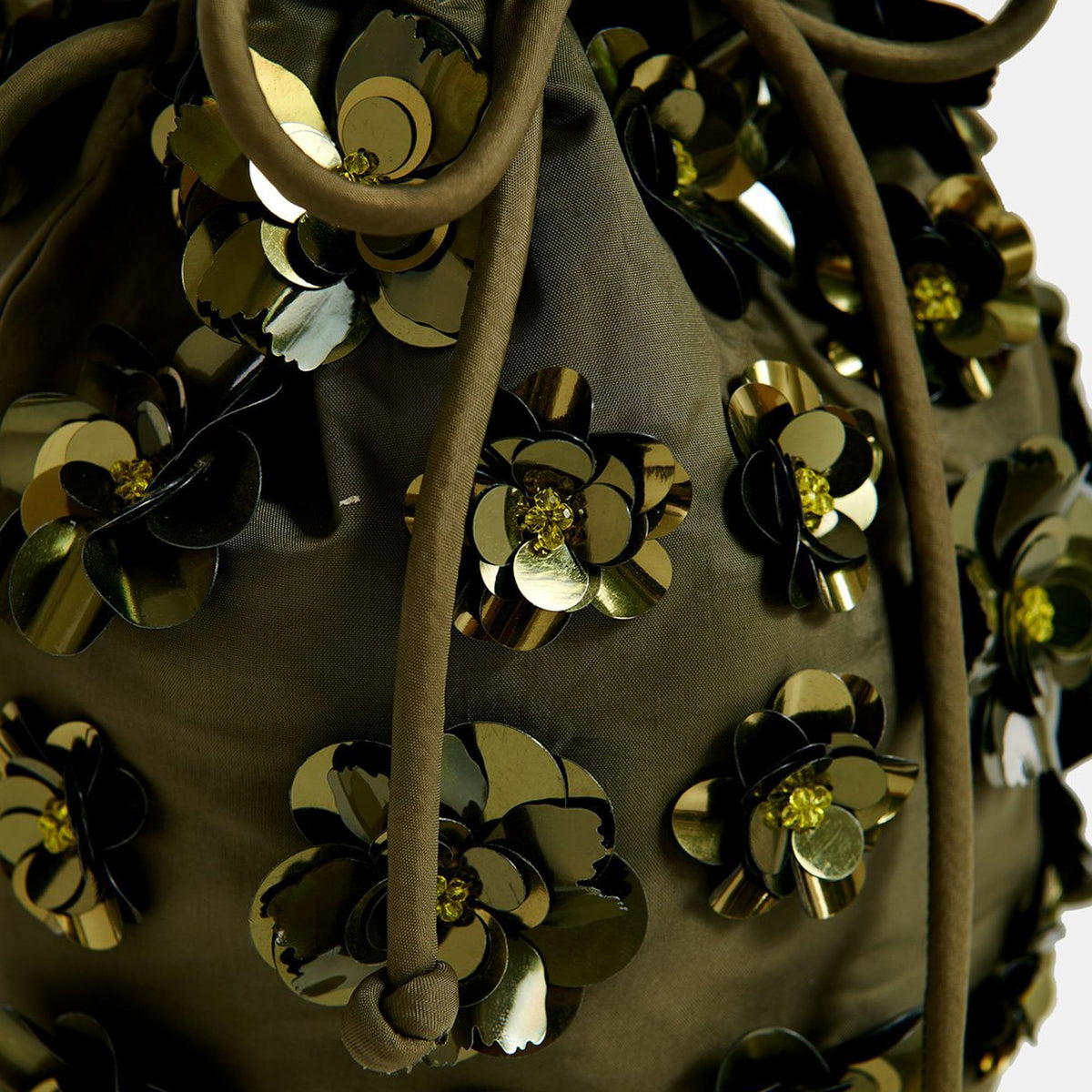 ESSENTIEL ANTWERP Encoded Embroidered Bucket Bag in Khaki