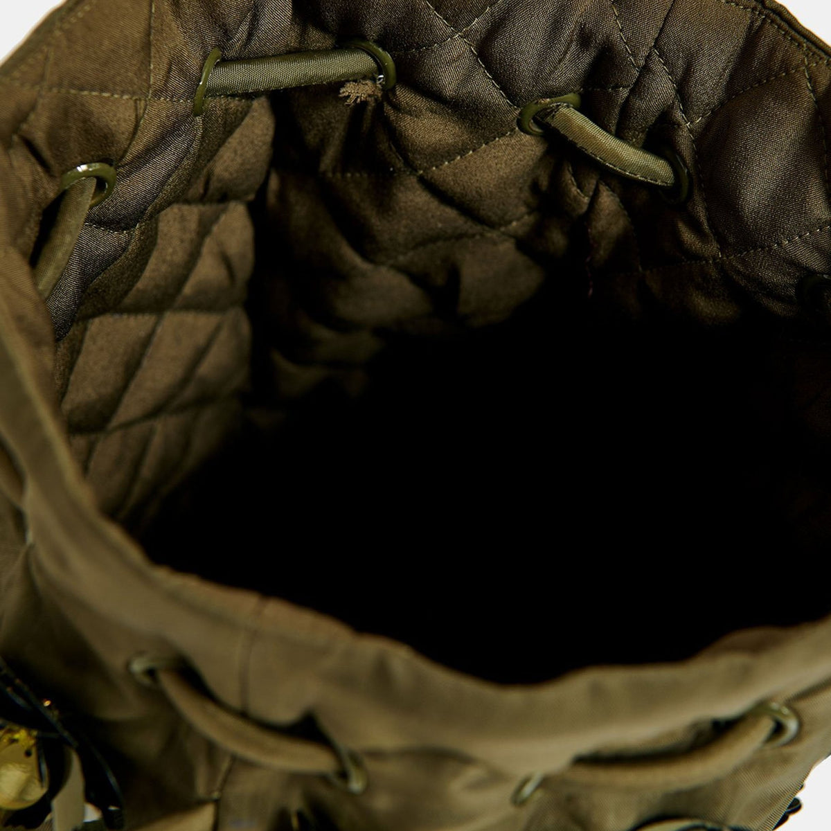 ESSENTIEL ANTWERP Encoded Embroidered Bucket Bag in Khaki