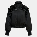 Erobo Cropped Embellished Bomber Jacket in Black