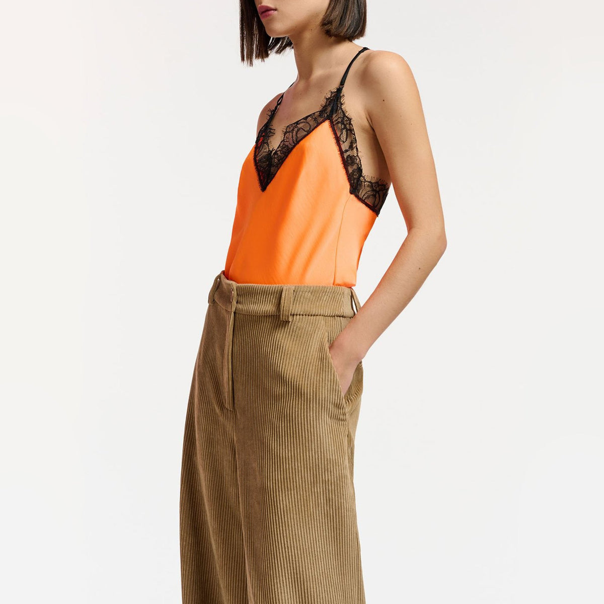 ESSENTIEL ANTWERP Escale Lace Racer Back Top in Orange