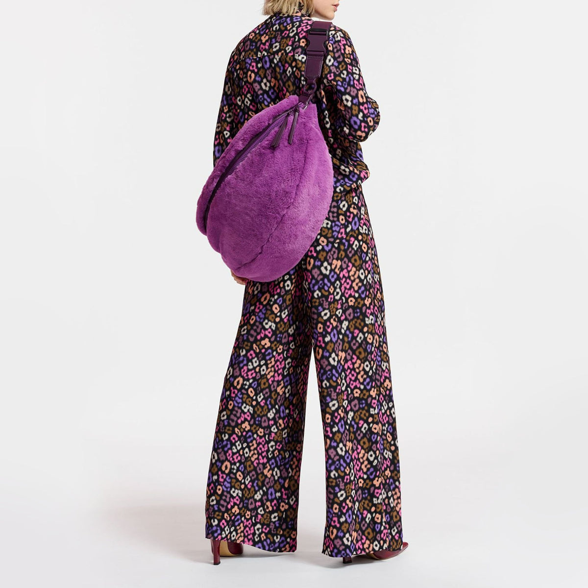 ESSENTIEL ANTWERP Extrovert Leopard Print Trousers in Black/Pink/Brown
