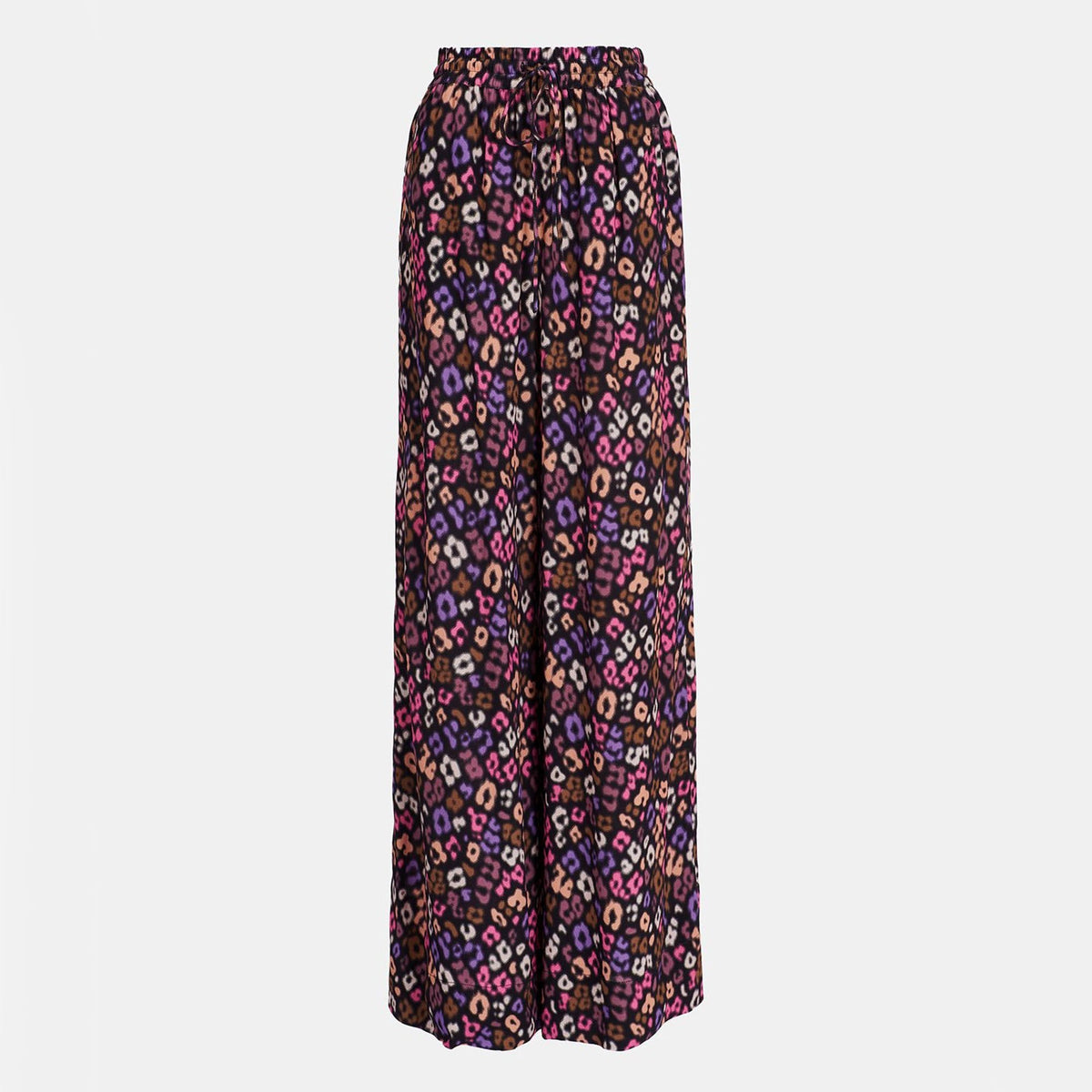ESSENTIEL ANTWERP Extrovert Leopard Print Trousers in Black/Pink/Brown
