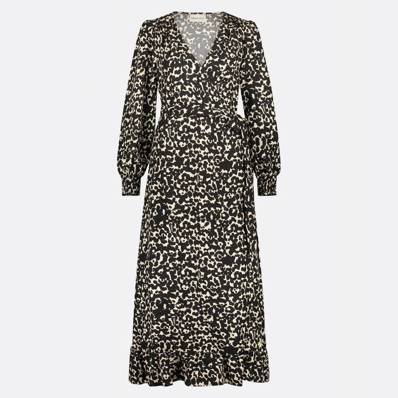 Natalia Leopard Print Dress in Black/Oat