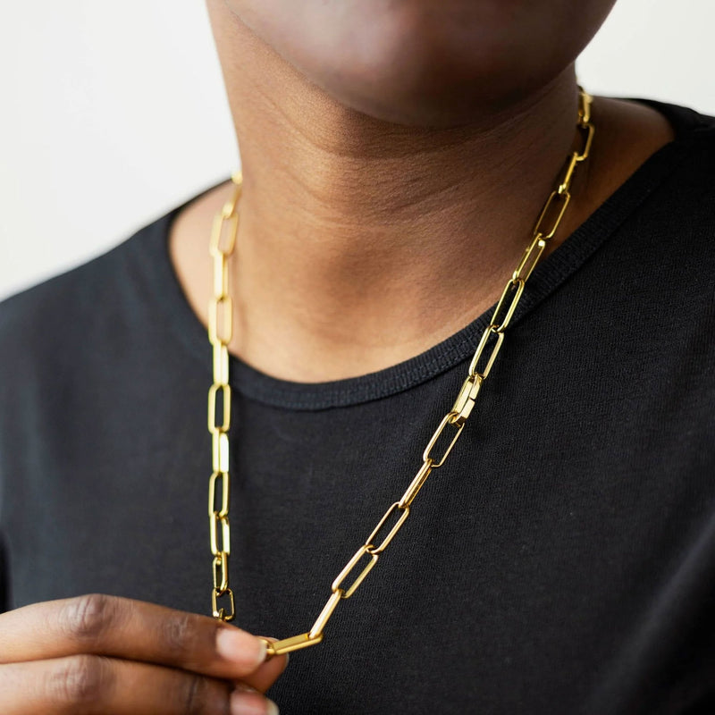 Ovale Necklace with Plain Connector in Gold