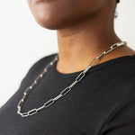 Ovale Necklace with Plain Connector - Silver