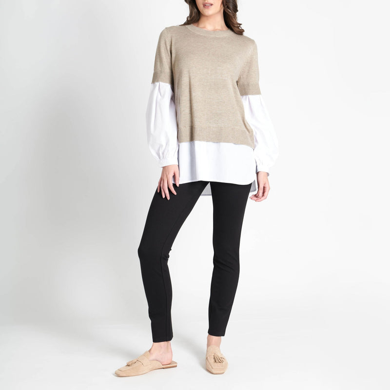 Puff & Ready Sweater in Mocha Marl/White