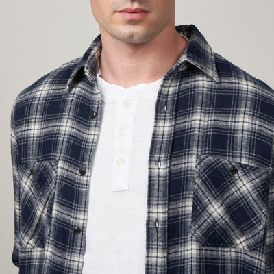 HARTFORD Pocket Woven Shirt in Grey & Navy