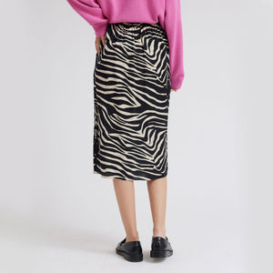 Hariette Zebra Print Skirt in Ecru/Black