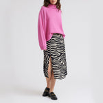 Hariette Zebra Print Skirt in Ecru/Black