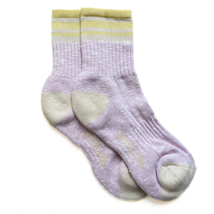 Ladies Avoch 1/4 Slubbed Socks in Lilac/Lemon