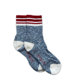 Ladies Dornorch Slubbed Socks in Blue Marl/Red