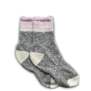 Rosemarkie 1/4 Slubbed Socks - Grey marl/baby pink