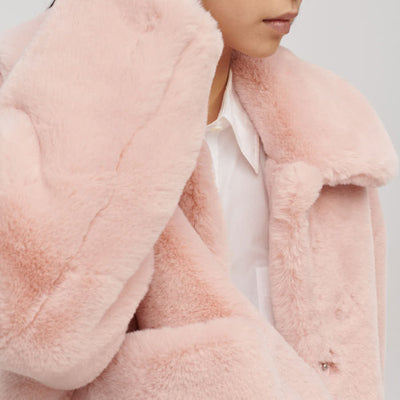 JAKKE Traci Faux Fur Jacket in Soft Pink