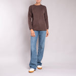 JEAN & TEMPLE Round Neck Jumper in Chocolate