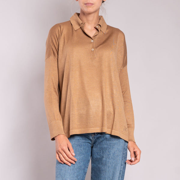 JEAN & TEMPLE Silk & Cashmere Shirt in Caramel
