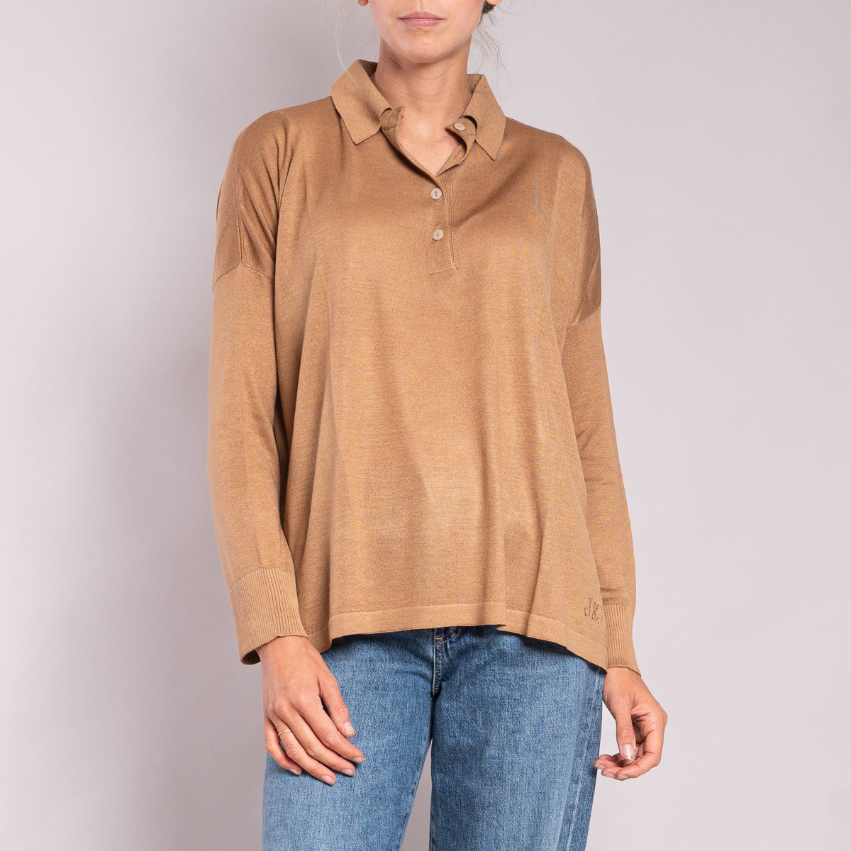 JEAN & TEMPLE Silk & Cashmere Shirt in Caramel