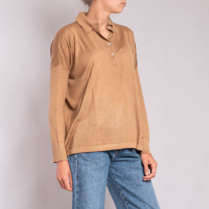 Silk & Cashmere Shirt in Caramel