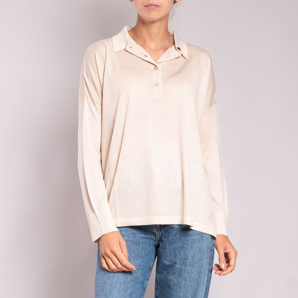 JEAN & TEMPLE Silk & Cashmere Shirt in Light Oat