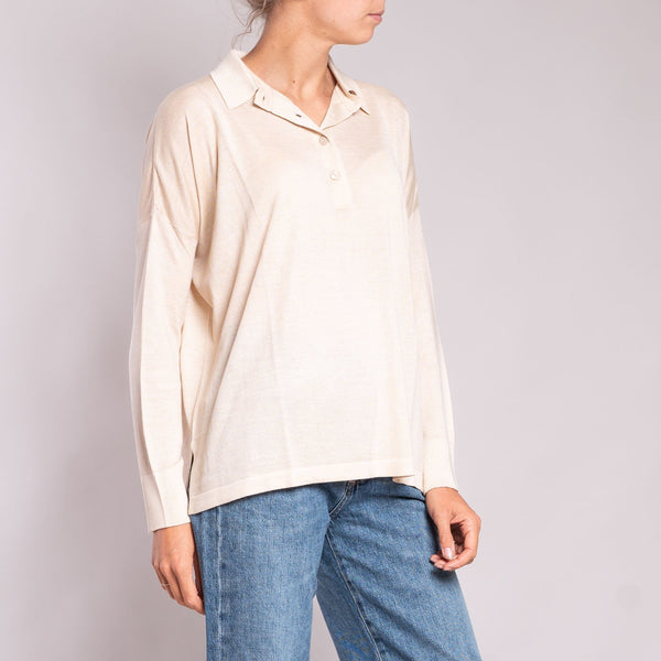 JEAN & TEMPLE Silk & Cashmere Shirt in Light Oat