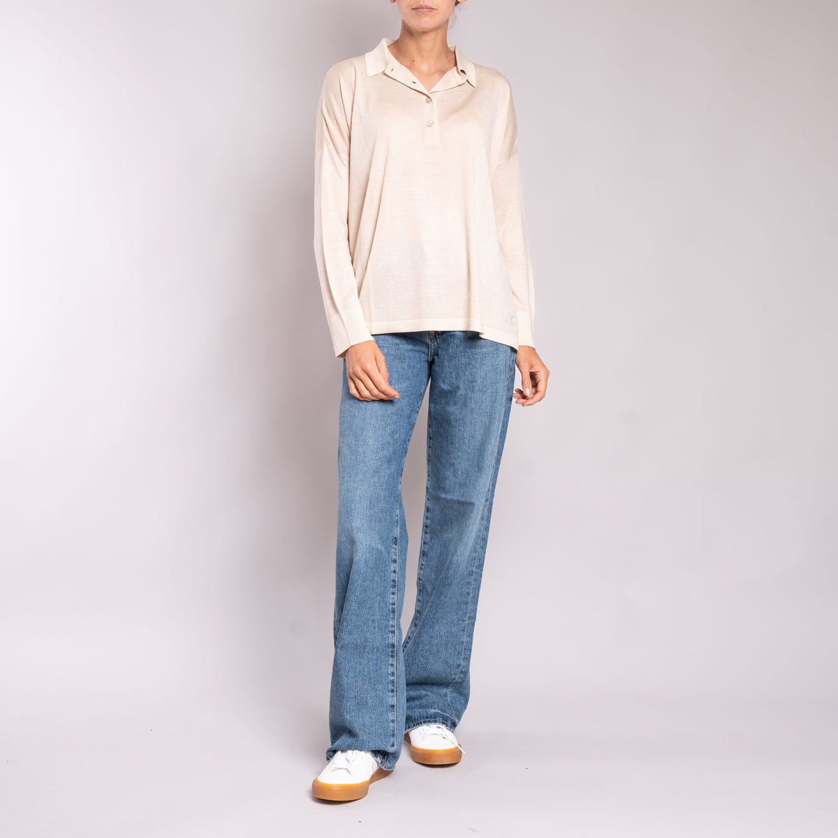 JEAN & TEMPLE Silk & Cashmere Shirt in Light Oat