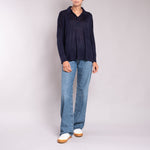 JEAN & TEMPLE Silk & Cashmere Shirt in Navy