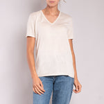 JEAN & TEMPLE Silk & Cashmere S/S T Shirt in Cream