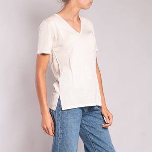 Silk & Cashmere S/S T Shirt in Cream