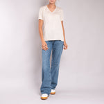 JEAN & TEMPLE Silk & Cashmere S/S T Shirt in Cream