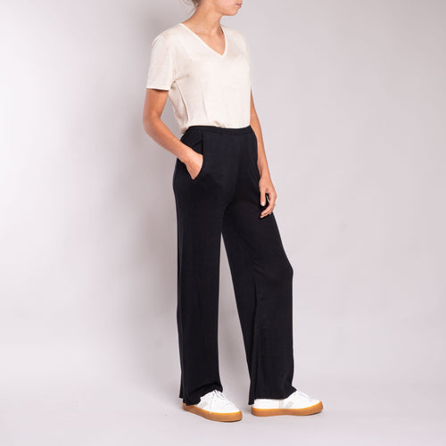 JEAN & TEMPLE Silk & Cashmere Trousers in Black