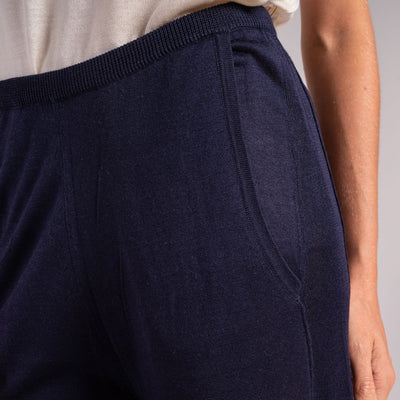 JEAN & TEMPLE Silk & Cashmere Trousers in Navy