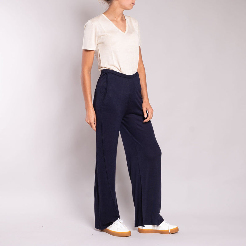 Silk & Cashmere Trousers - Navy
