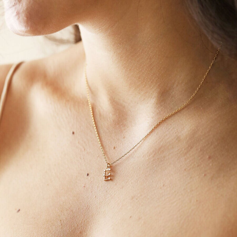 F Initial Crystal Constellation Necklace - Gold