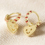 Heart Smiley Face Huggies in Gold