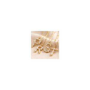 Irregular Pearl Initial T Necklace - Gold
