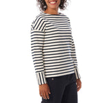 MOUSQUETON Madalen Bicolour L/S Stripe Top in Ecru/Marine