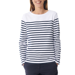 Marinella Place L/S Top in White/Marine