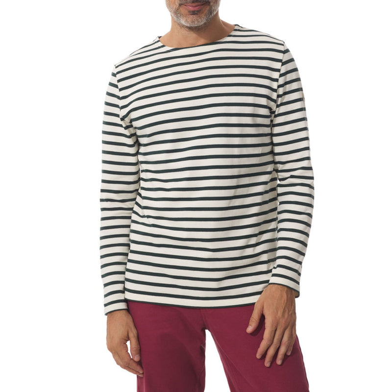 MOUSQUETON Mario Bicolour Stripe Top in Ecru/Cedar