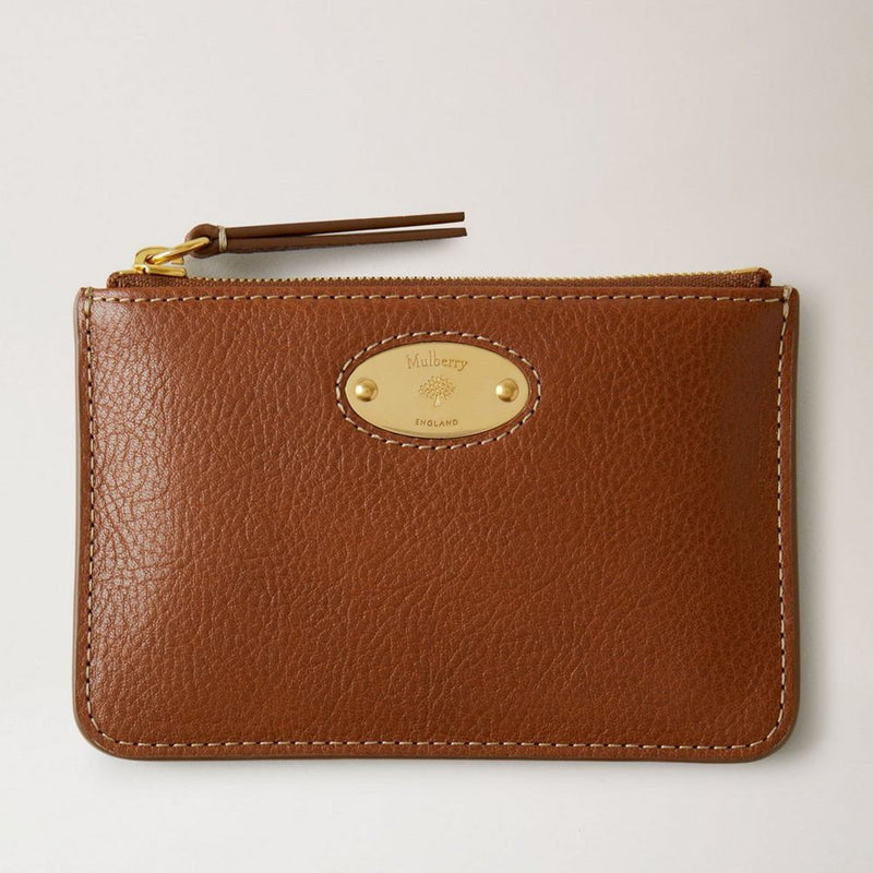 Mulberry Plaque Small Zip Coin Pouch - Oak