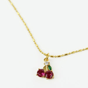 Cherry Charm Necklace in Gold