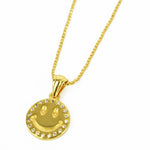 Smile Face CZ Outline Necklace in Gold