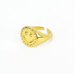Smile Face CZ Outline Ring in Gold