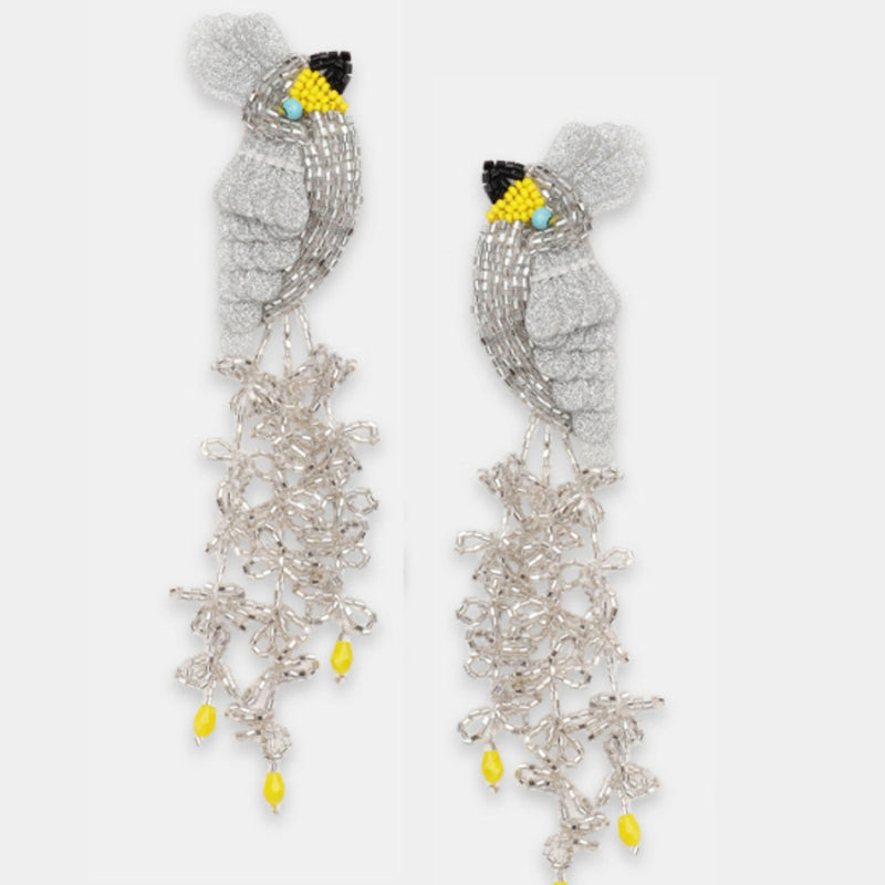 Crystal Bird Earrings - Silver