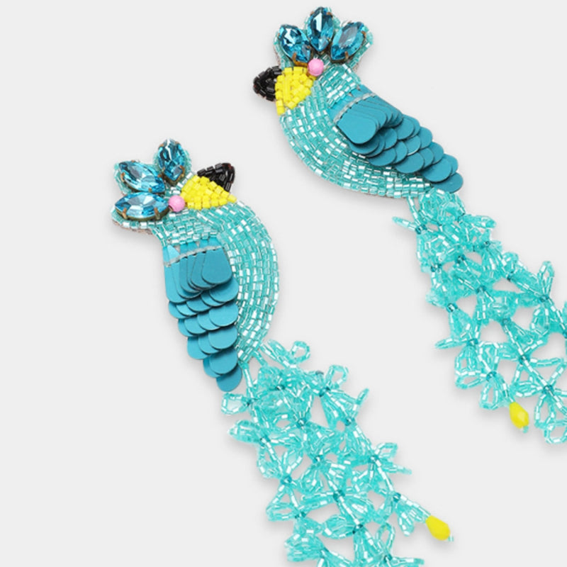 Crystal Bird Earrings - Turquoise