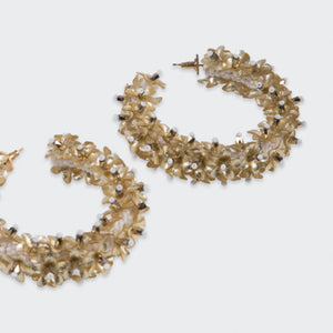 Large Flower Hoop Earrings in Gold