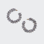 Large Flower Hoop Earrings - Silver